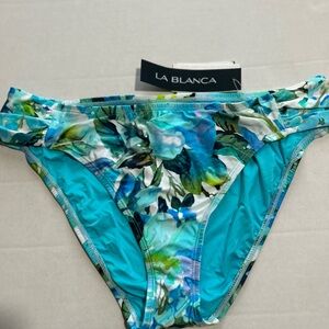 La Blanca Teal & Aqua Floral Bikini Bottom Size 14